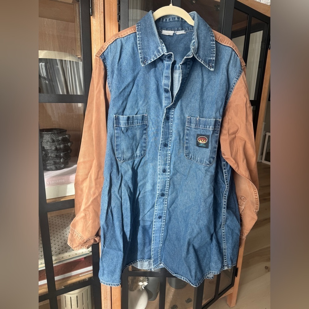 Vintage 90s Rasco FR Flame Resistant Denim Work Shirt Jacket ATPV 8.5 barn